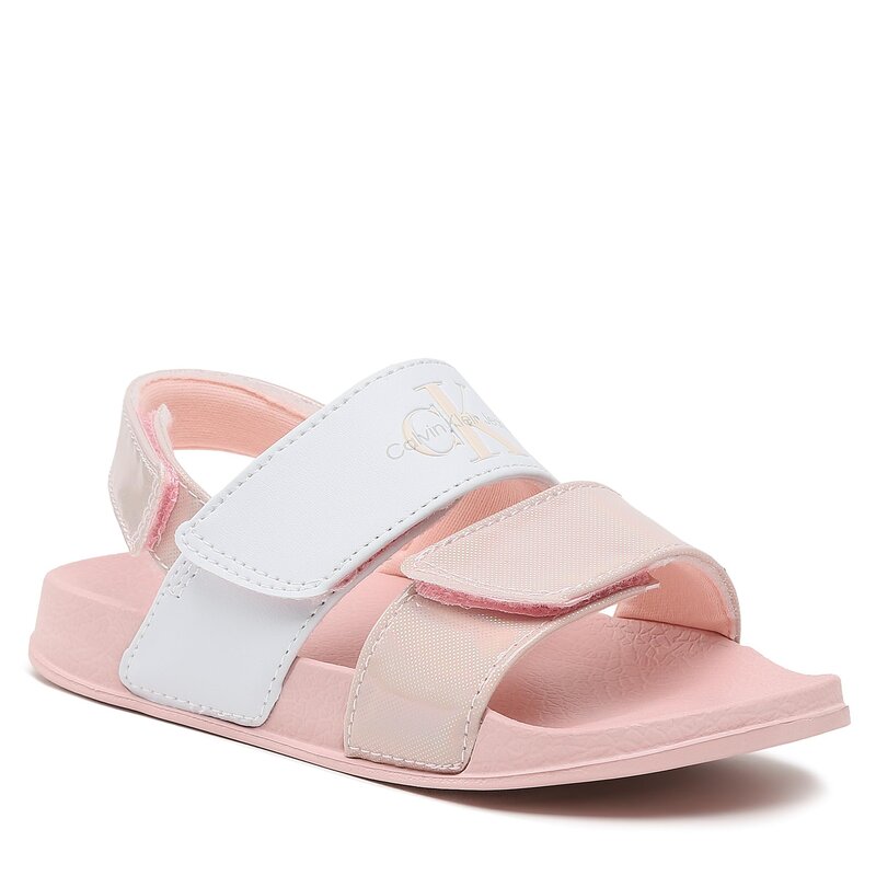 Sandalen Calvin Klein Jeans Velcro Sandal V1A2-80524-1601 S Pink/White X054 Sandalen Pantoletten und Sandaletten Mädchen Kinderschuhe