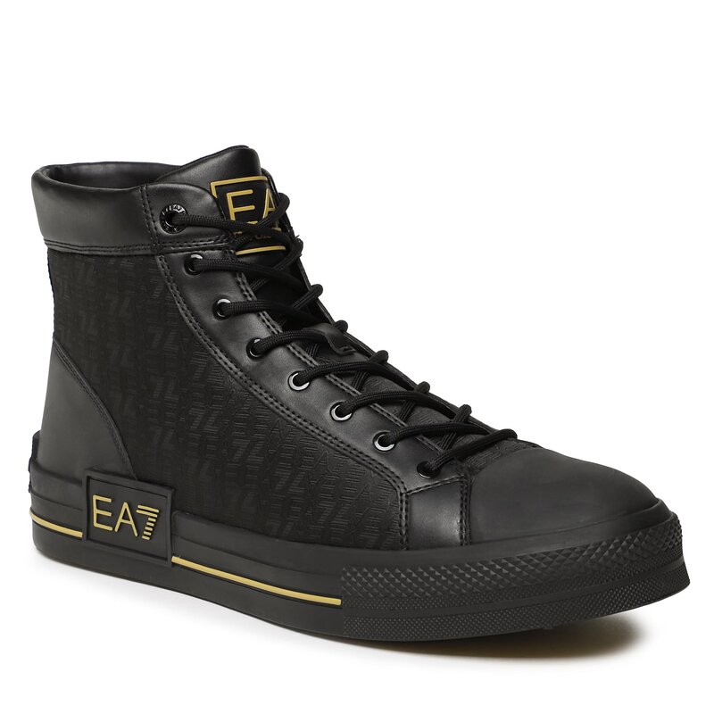 Sneakers aus Stoff EA7 Emporio Armani X8Z037 XK294 M701 Triple Black/Gold Turnschuhe Halbschuhe Herrenschuhe
