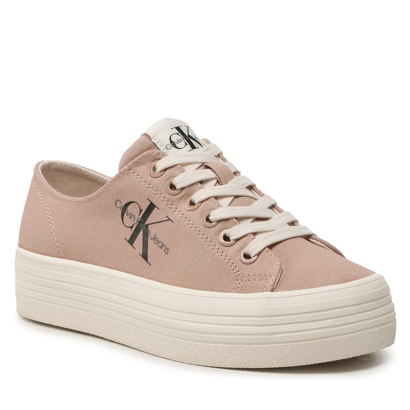 Sneakers aus Stoff Calvin Klein Jeans Vulc Flatform Essential Mono YW0YW01030 Cafe Creme 0J1 Turnschuhe Halbschuhe Damenschuhe