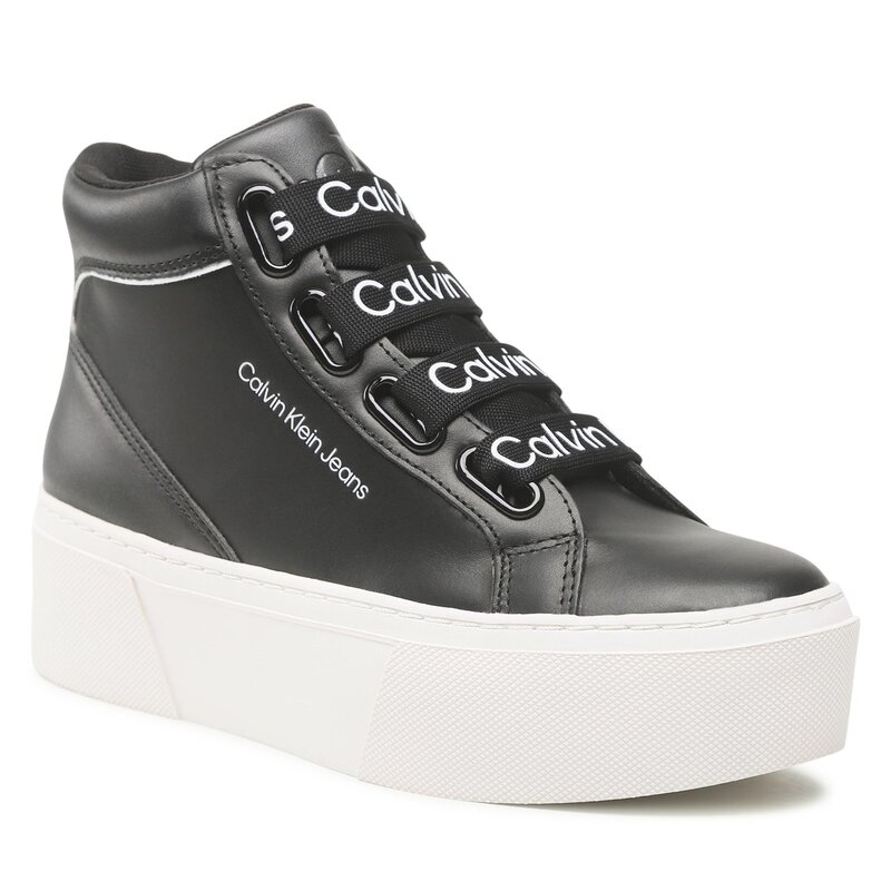 Sneakers Calvin Klein Jeans Flatform Mid Branded Laces YW0YW00869 Black/White 0GJ Sneakers Halbschuhe Damenschuhe