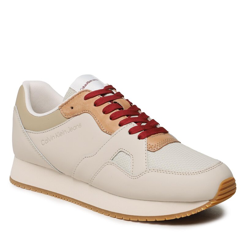 Sneakers Calvin Klein Jeans Retro Runner Fluo Contrast YM0YM00619 Eggshell/Travertine/Merlot 0F5 Sneakers Halbschuhe Herrenschuhe