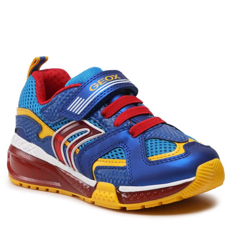 Sneakers Geox J Bayonyc B. A J16FEA 05014 C0833 S Royal/Red Klettverschluss Halbschuhe Jungen Kinderschuhe