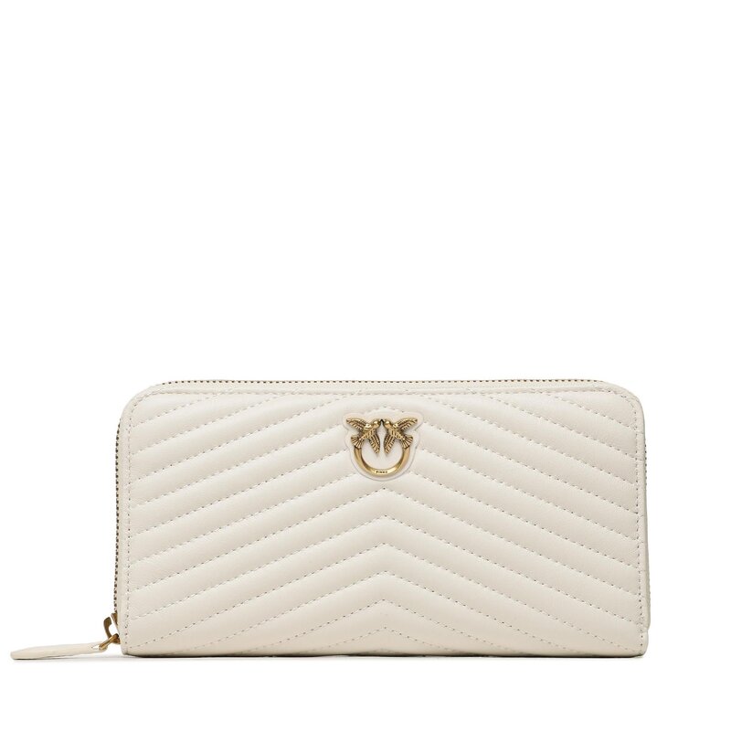 Große Damen Geldbörse Pinko Ryder Zip Around 100250 A0GK Bianco Seta/Antique Z14Q Damen Geldbörsen Geldbörse Leder-Galanterie Zubehör