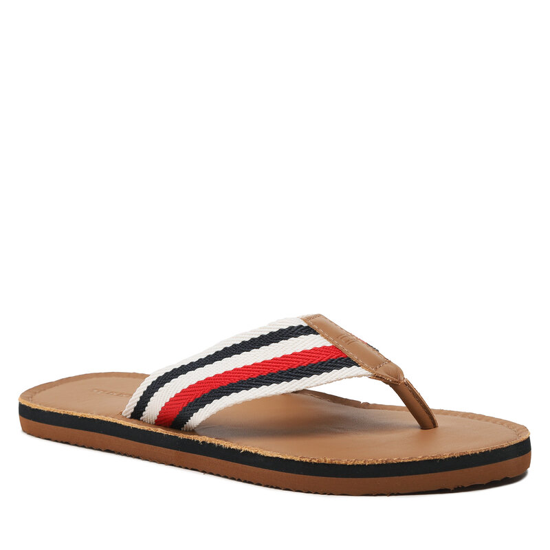 Zehentrenner Tommy Hilfiger Leather Beach Sandal FM0FM04548 Summer Cognac GU9 Zehentrenner Pantoletten und Sandaletten Herrenschuhe