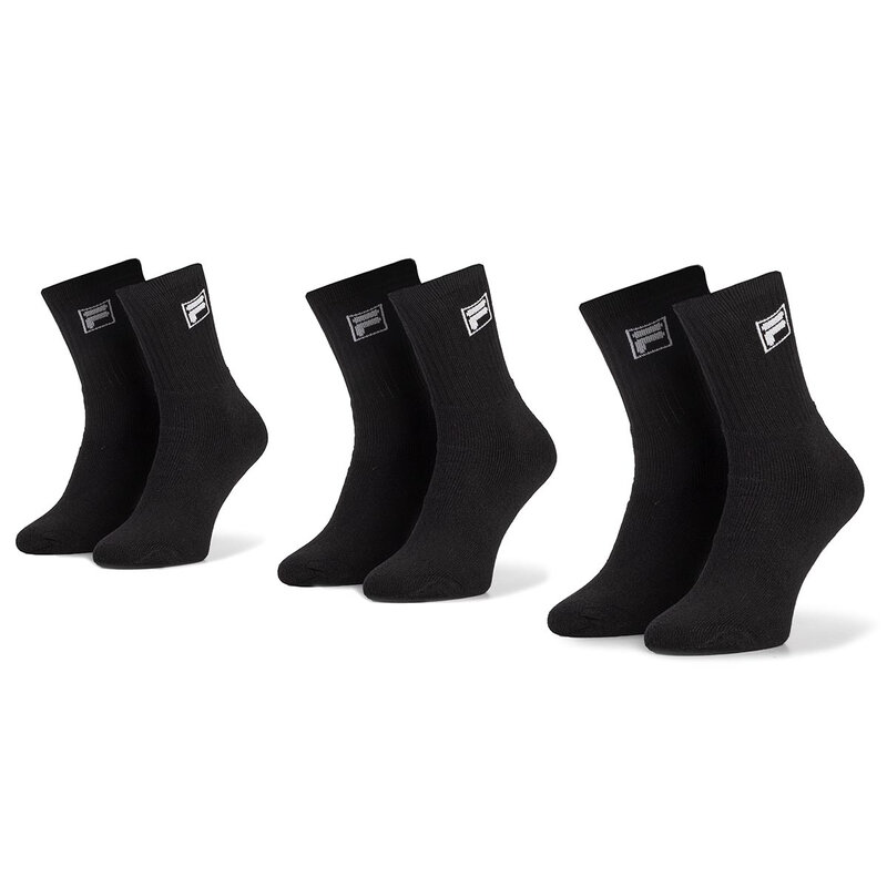 3er-Set hohe Unisex-Socken Fila Calza Tennis Socks F9000 Black Socken Zubehör Sport