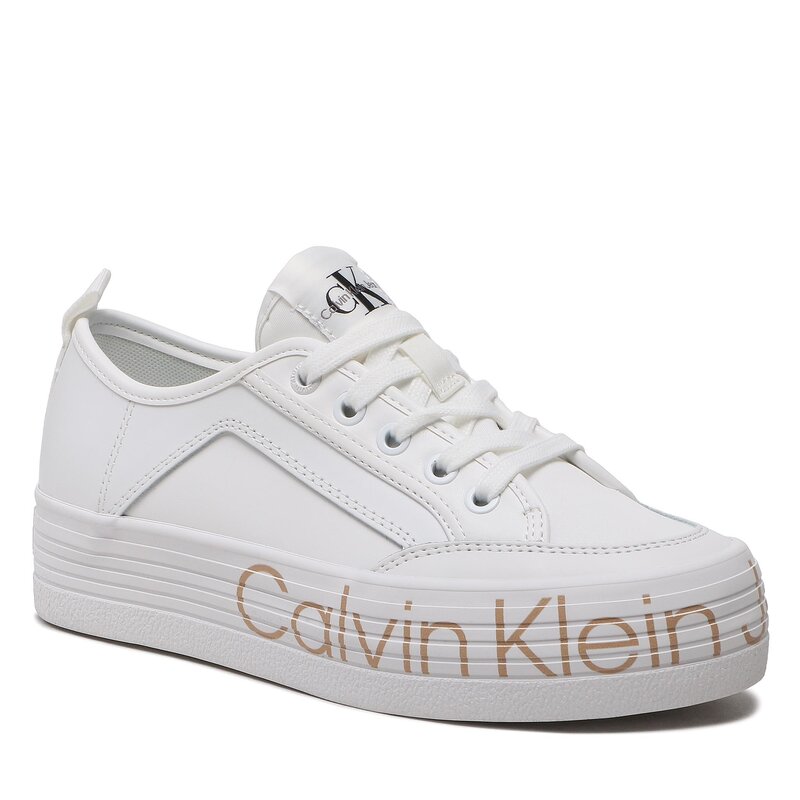 Sneakers Calvin Klein Jeans Vulc Flatf Low Wrap Around Logo YW0YW01025 White YBR Sneakers Halbschuhe Damenschuhe