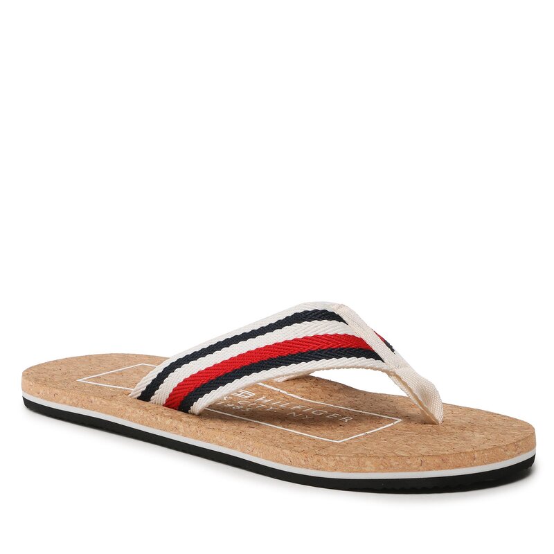 Zehentrenner Tommy Hilfiger Cork Beach Sandal FM0FM04475 Weathered White AC0 Zehentrenner Pantoletten und Sandaletten Herrenschuhe