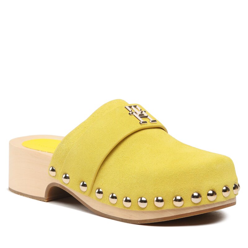 Pantoletten Tommy Hilfiger Th Clog Suede FW0FW07171 Vivid Yellow ZGS Alltägliche Pantoletten Pantoletten Pantoletten und Sandaletten Damenschuhe