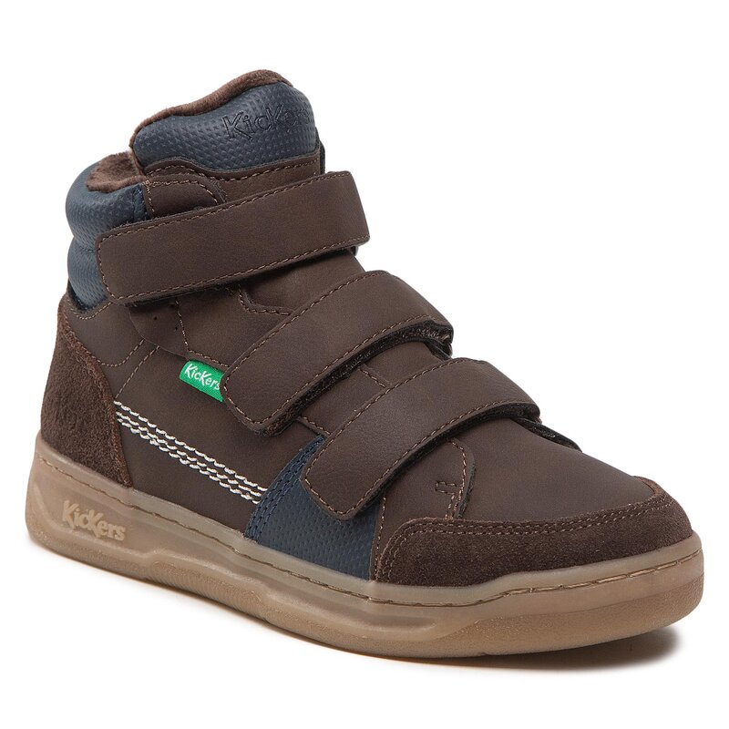 Sneakers Kickers Kroisy 910900-30-93 S Marron Fonce Schnürschuhe Stiefel und andere Jungen Kinderschuhe