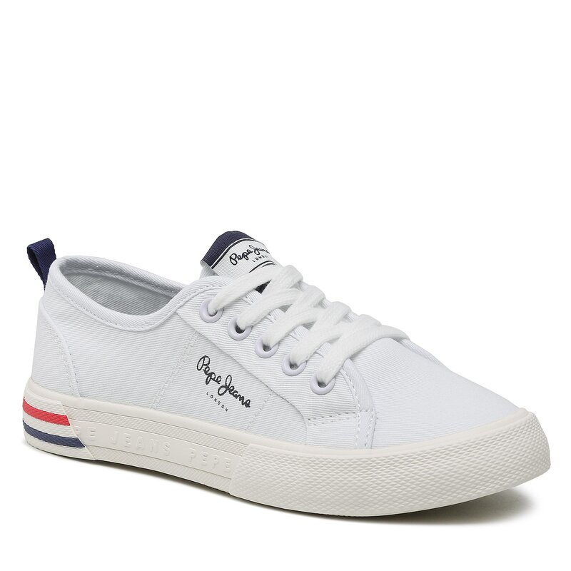Sneakers aus Stoff Pepe Jeans Brady Basic G PGS30561 Off White 803 Schnürschuhe Halbschuhe Jungen Kinderschuhe