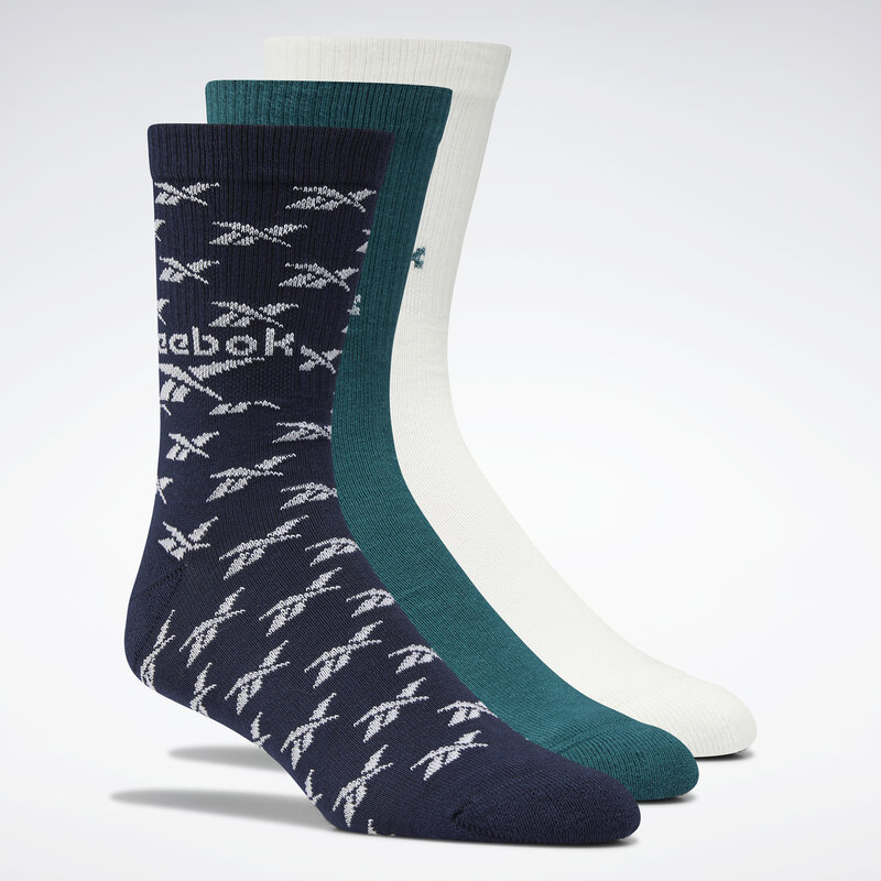 Hohe Unisex-Socken Reebok Classics Fold-Over Crew Socks 3 Pairs H47533 midnight pine Damen Socken Textilien Zubehör