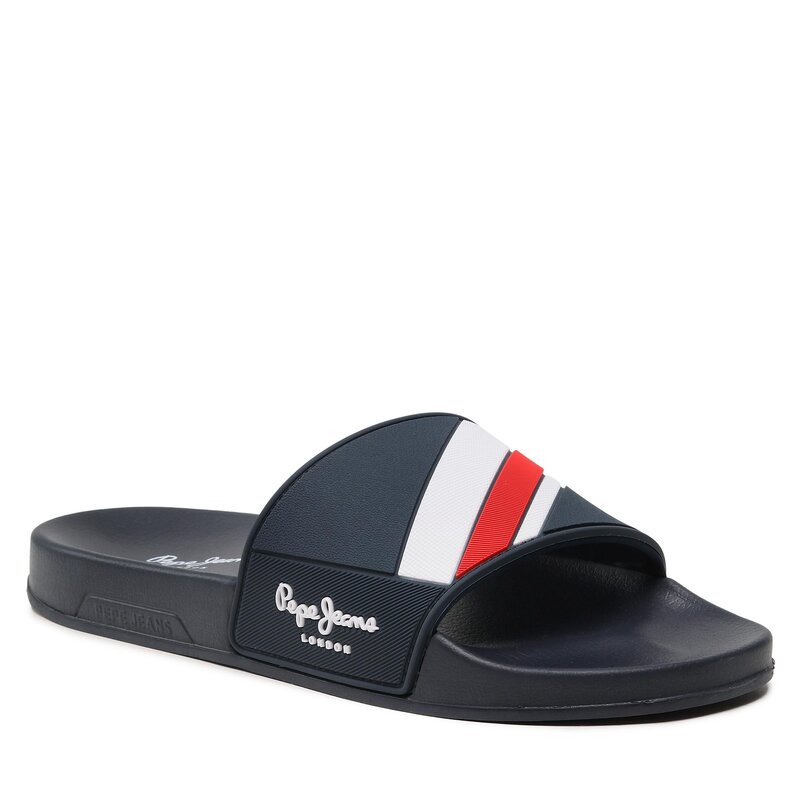 Pantoletten Pepe Jeans Slider Texture PMS70125 Navy 595 Pantoletten Pantoletten und Sandaletten Herrenschuhe