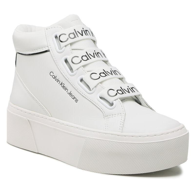Sneakers Calvin Klein Jeans Flatform Mid Branded Laces YW0YW00869 White/Black 0K4 Sneakers Halbschuhe Damenschuhe