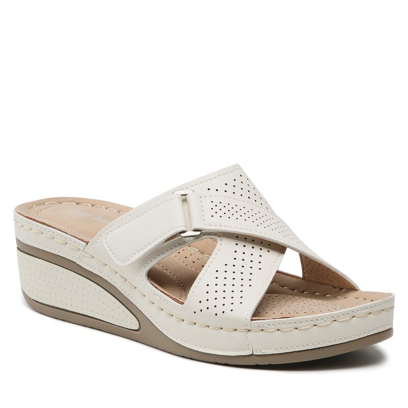 Pantoletten Clara Barson WS210703-01 White Keilabsatz Pantoletten und Sandaletten Damenschuhe