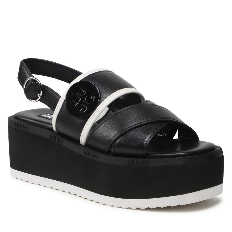 Sandalen Liu Jo Aba 20 SA3101 P0102 Black 22222 Keilabsatz Pantoletten und Sandaletten Damenschuhe
