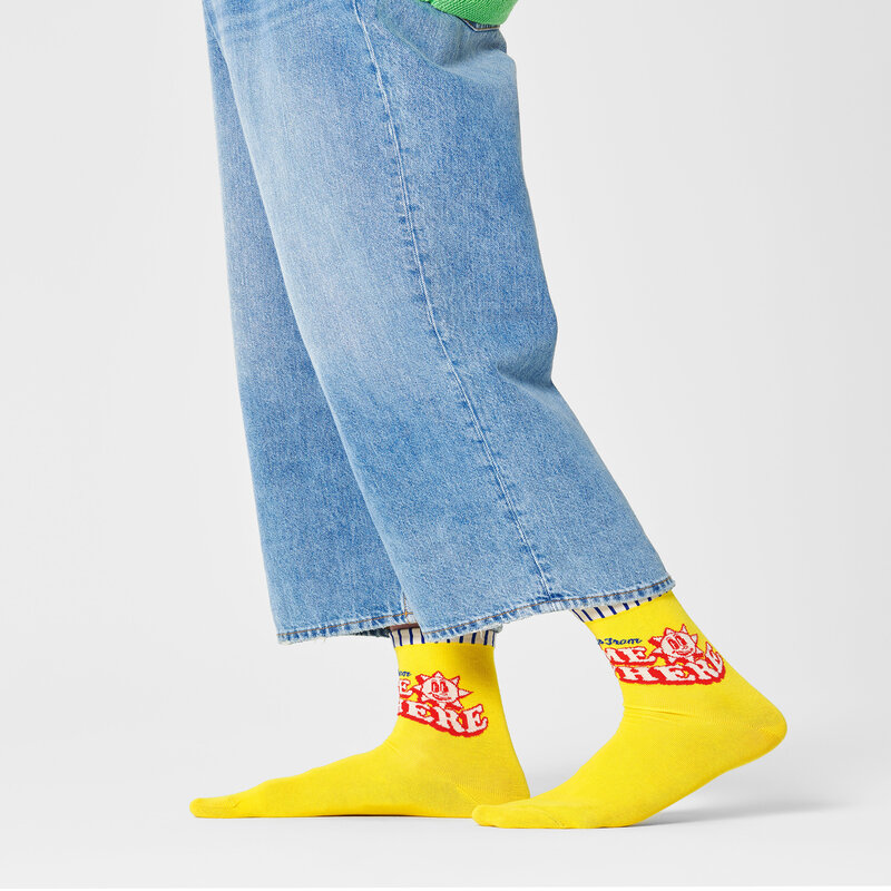 Hohe Damensocken Happy Socks GRE13-2200 Gelb Hohe Damen Socken Textilien Zubehör