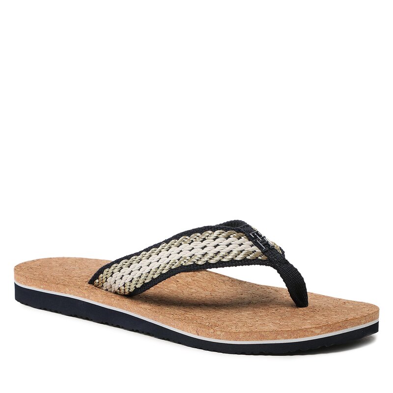 Zehentrenner Tommy Hilfiger Th Cork Sandal FW0FW07145 Space Blue DW6 Zehentrenner Pantoletten und Sandaletten Damenschuhe