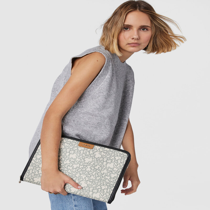 Dokumentenetui TOUS Portadocumentos K Mini 2001082443 Beige/Black Dokumenten-Etui Etuis Leder-Galanterie Zubehör AR10640