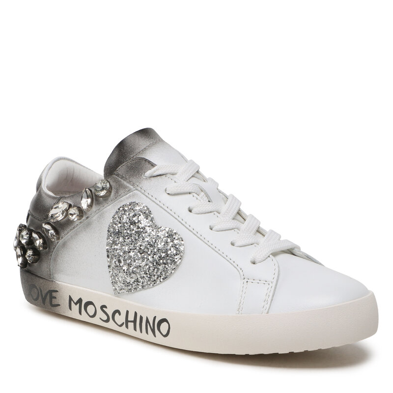 Sneakers LOVE MOSCHINO JA15102G1GIAH10A Bian/Glit/Arge Sneakers Halbschuhe Damenschuhe