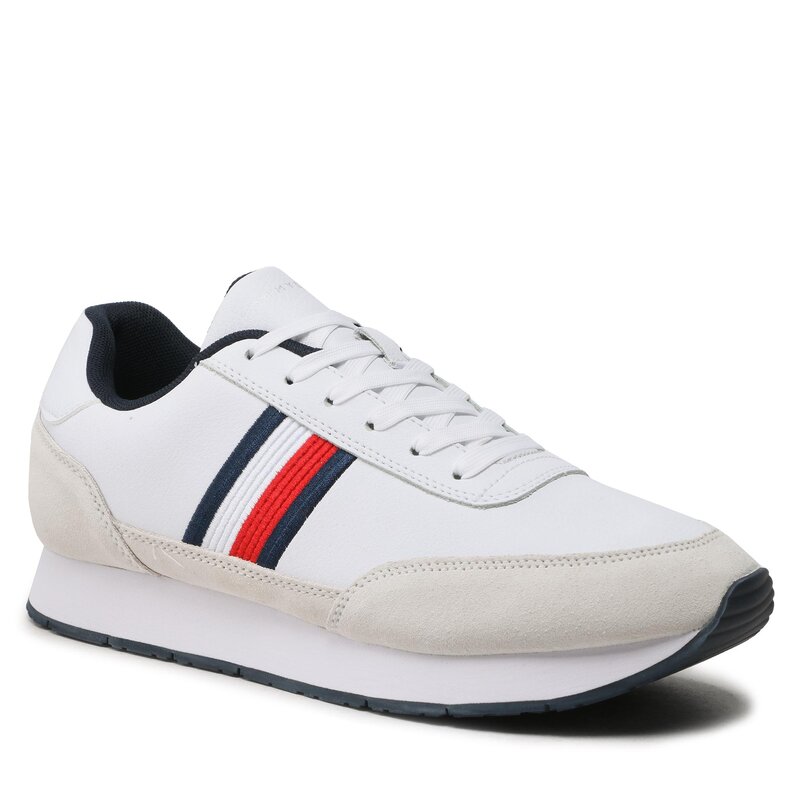 Sneakers Tommy Hilfiger Core Eva Runner Corporate Lea FM0FM04397 White YBR Sneakers Halbschuhe Herrenschuhe