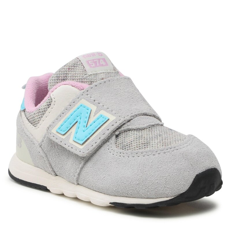 Sneakers New Balance NW574NB1 Grau Klettverschluss Halbschuhe Mädchen Kinderschuhe