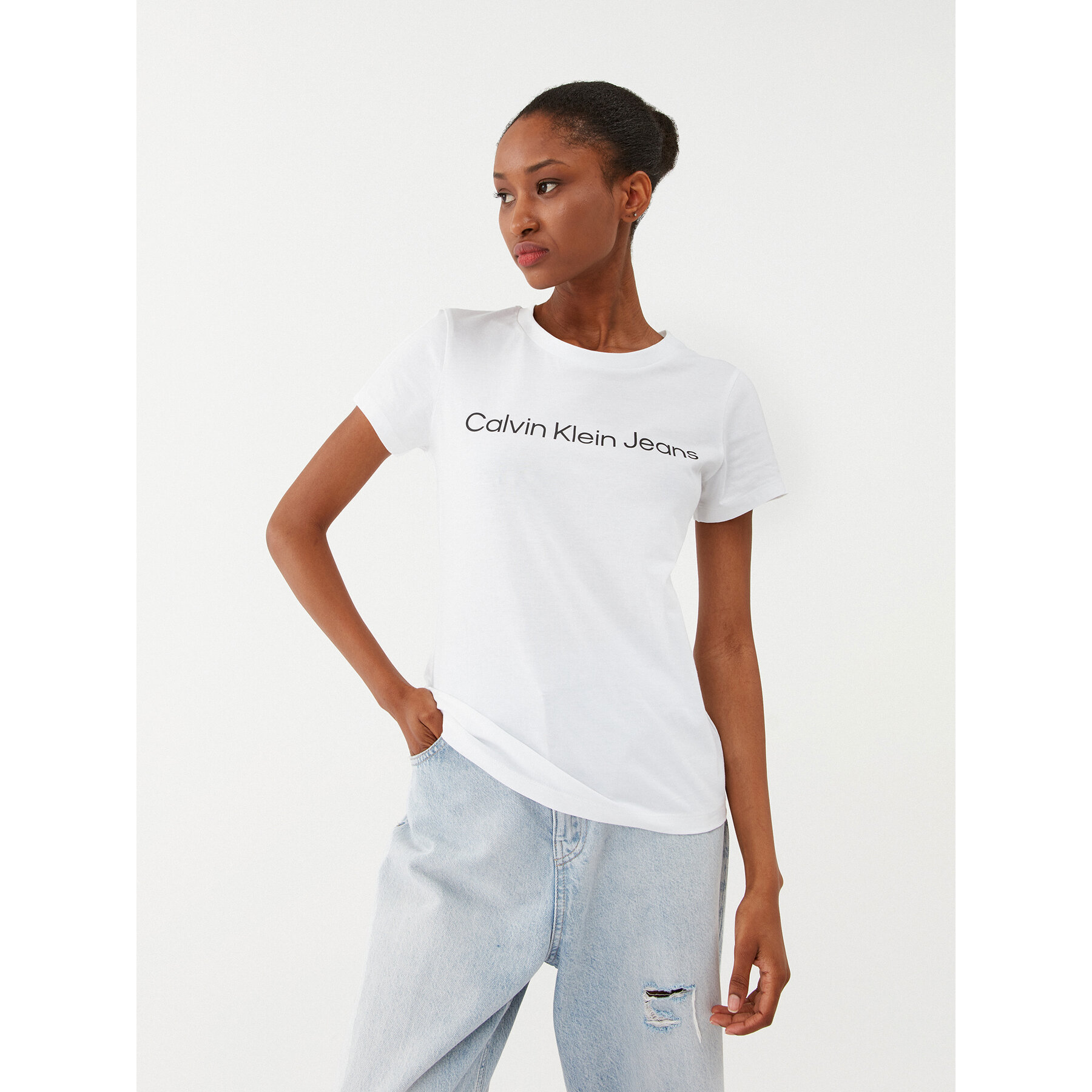 Calvin Klein Jeans Póló J20J220253 Fehér Slim Fit