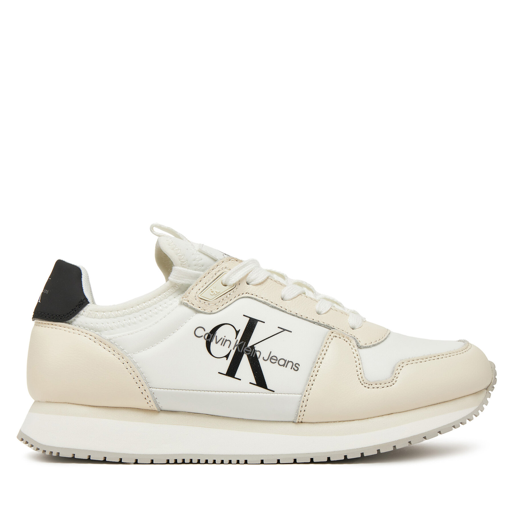 Sneakersy Calvin Klein Jeans Runner Sock Laceup Ml Lth YW0YW01616 Bílá