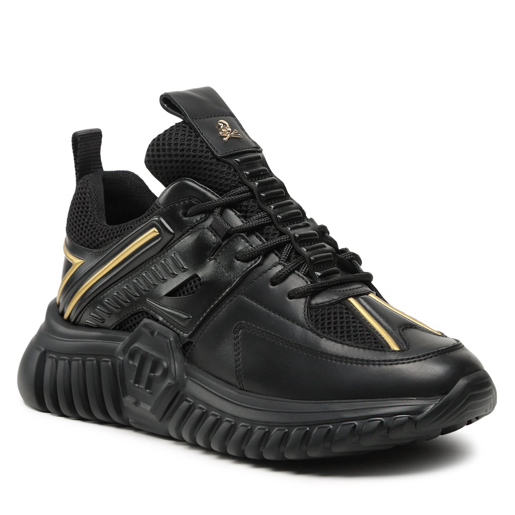 Sneakers PHILIPP PLEIN Runner Sneakers Supersonic SACS USC0405 PLE075N Black/Light Gold 0293 0293 imagine 2022 reducere