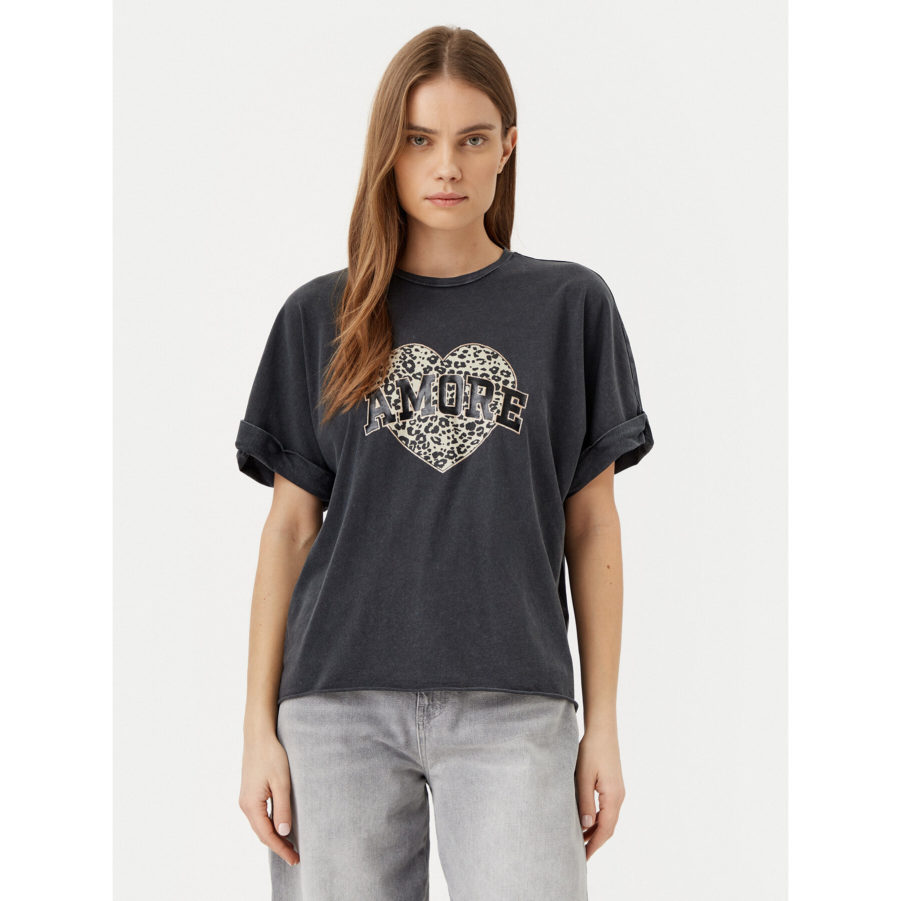 ONLY Póló Lucy 15339887 Fekete Loose Fit