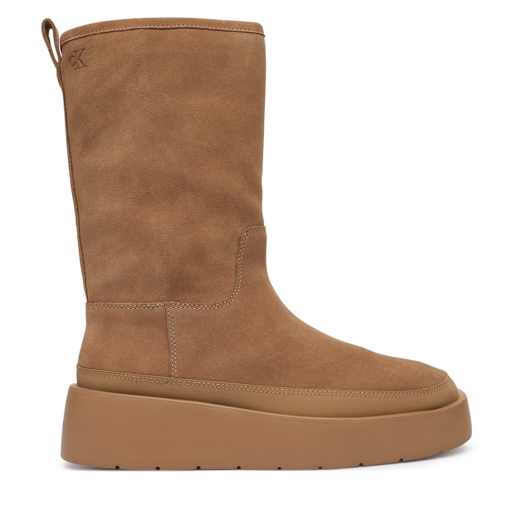 Čizme za snijeg Calvin Klein Flatform Mid Boot Suede Wl HW0HW03181 Bež