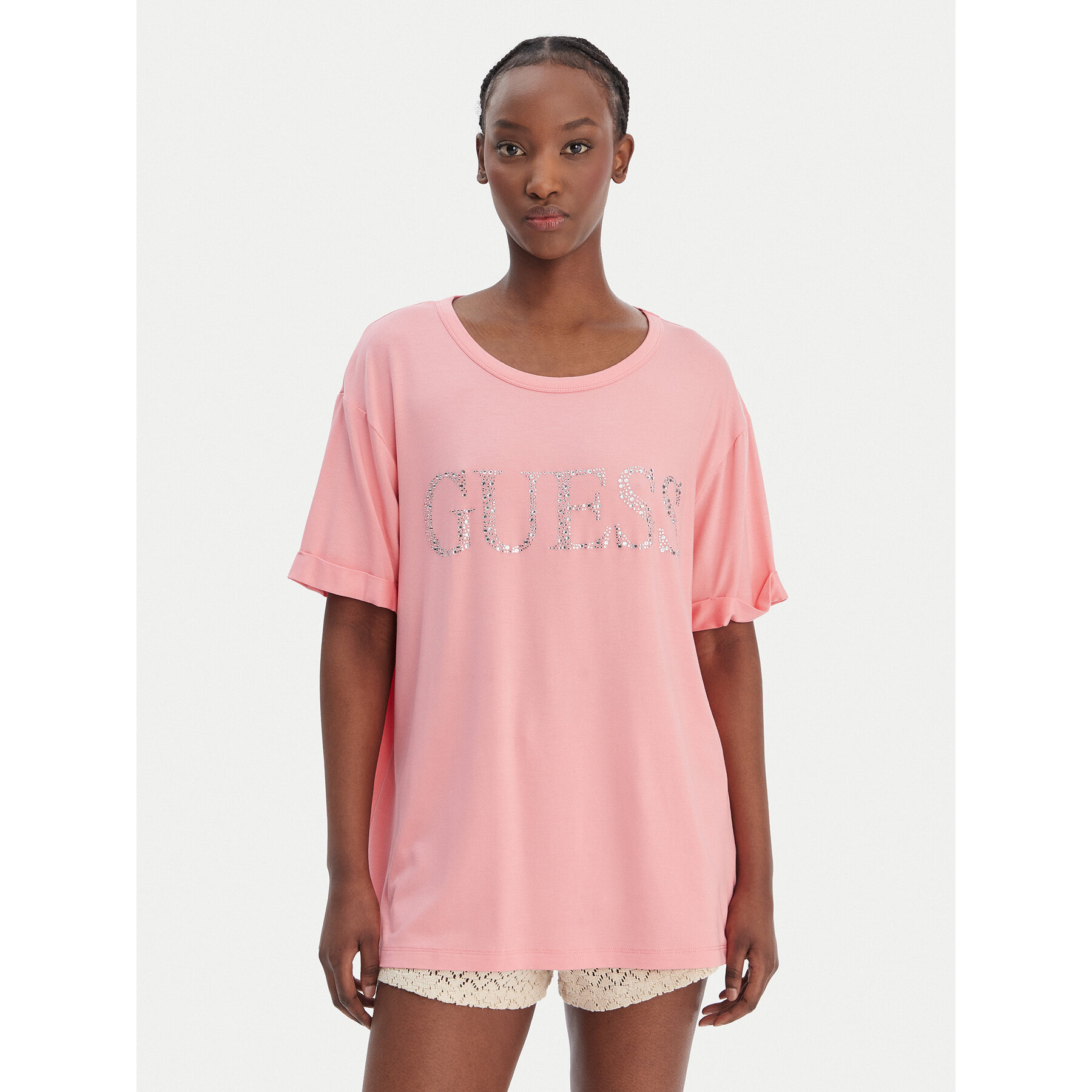 Guess T-shirt E5GI07 K68D2 Ružičasta Regular Fit