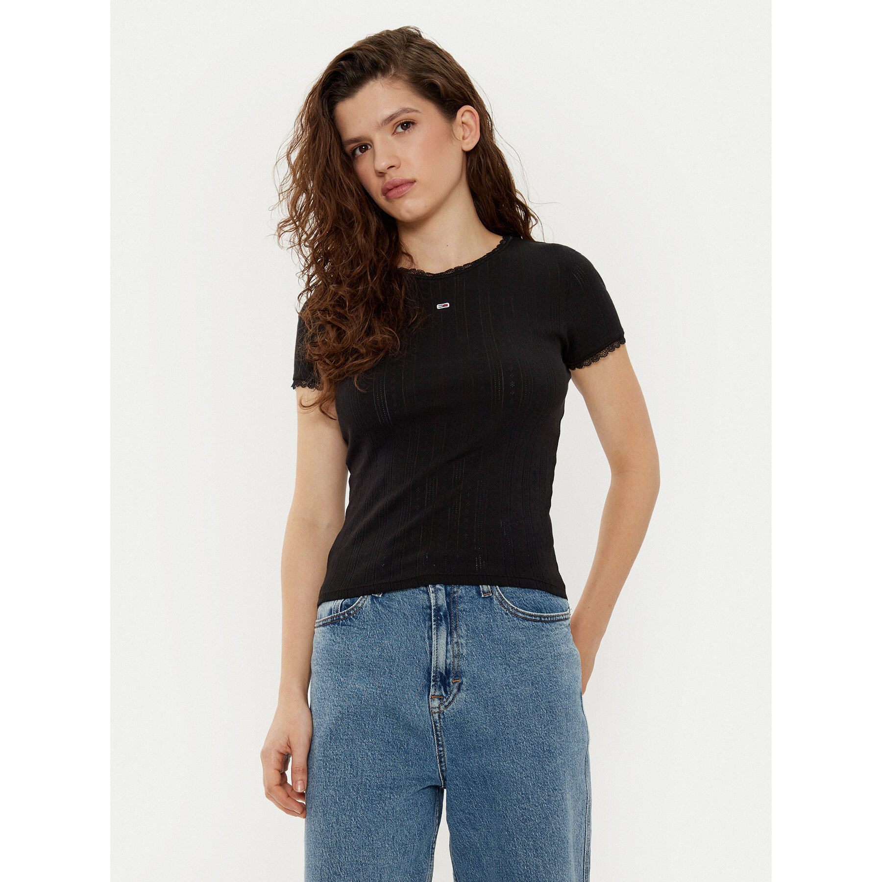 Tommy Jeans Póló DW0DW19493 Fekete Slim Fit