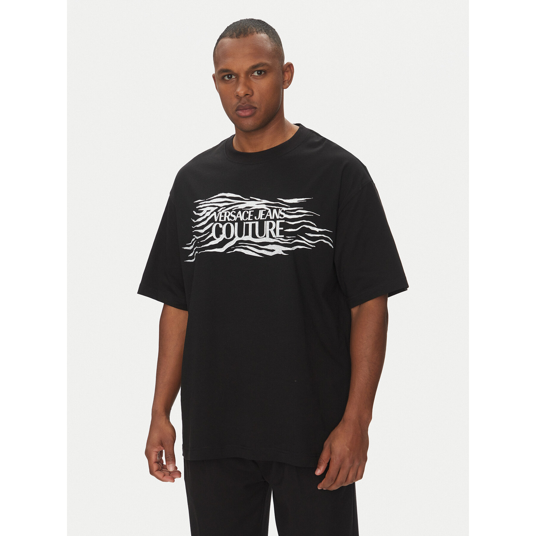 Versace Jeans Couture Póló 78GAH6L1 Fekete Regular Fit