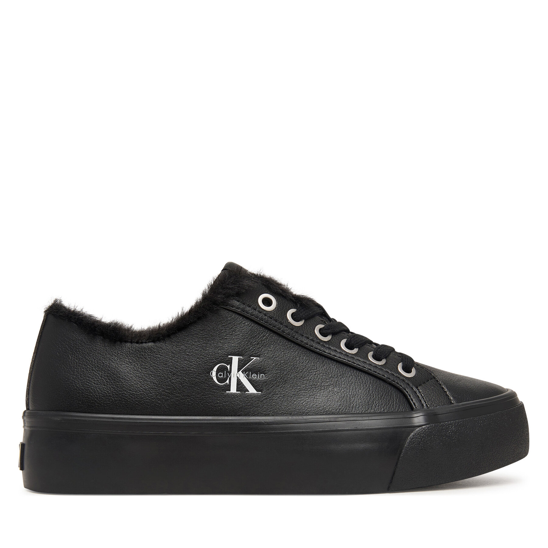 Сникърси Calvin Klein Vulc Flatf Laceup Lth Fur HW0HW03235 Черен