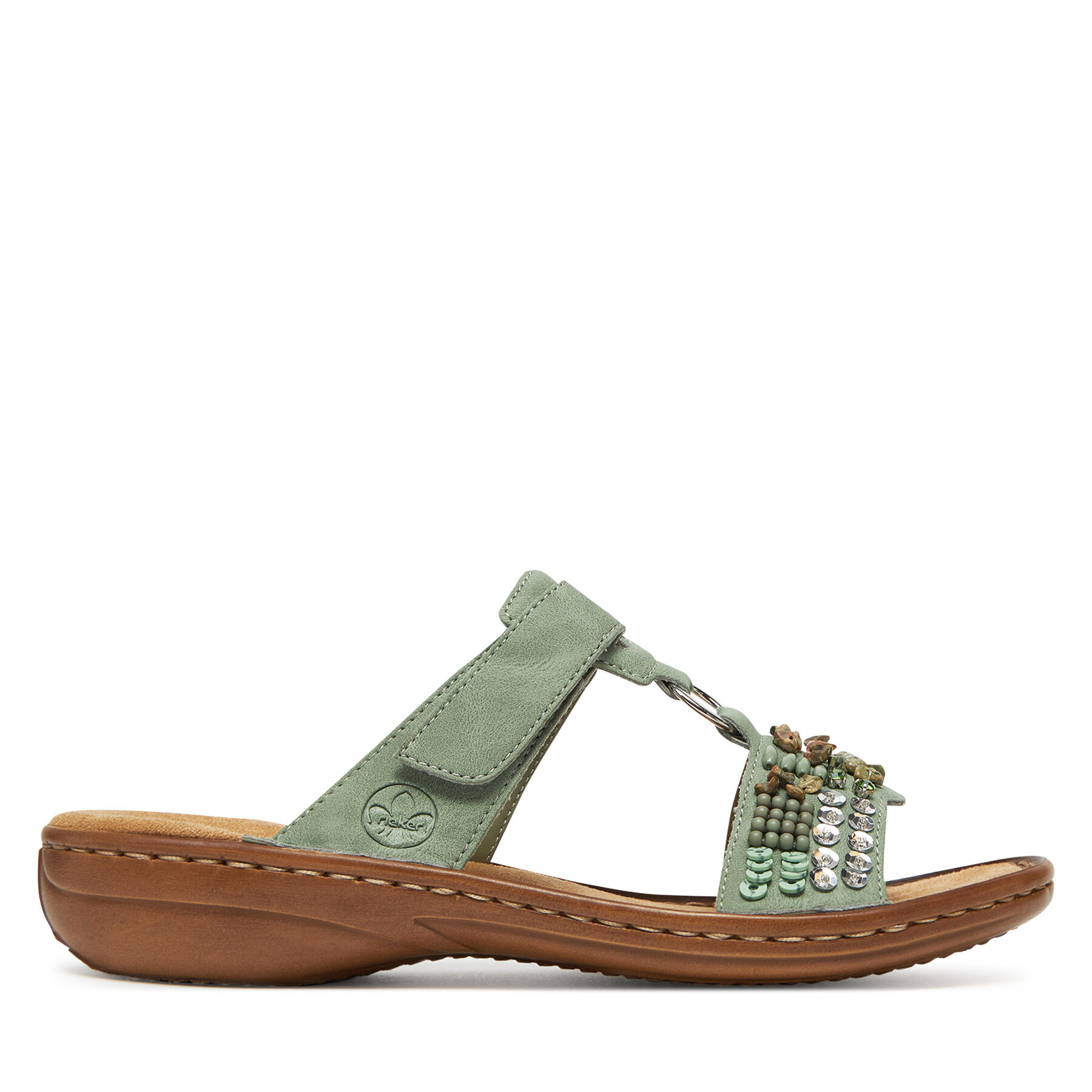 Damen Pantoletten Rieker, Schuhgröße 36, Grün, 60814-52