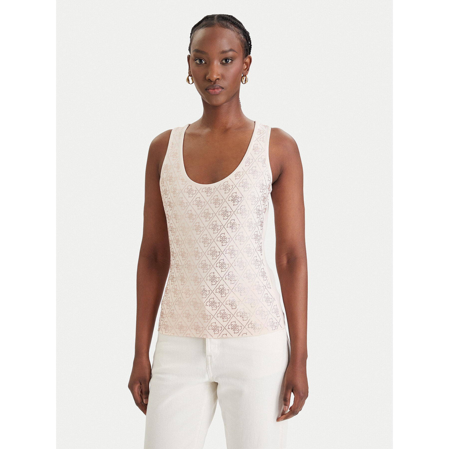 Guess Τοπ W6GP10 K2932 Μπεζ Regular Fit