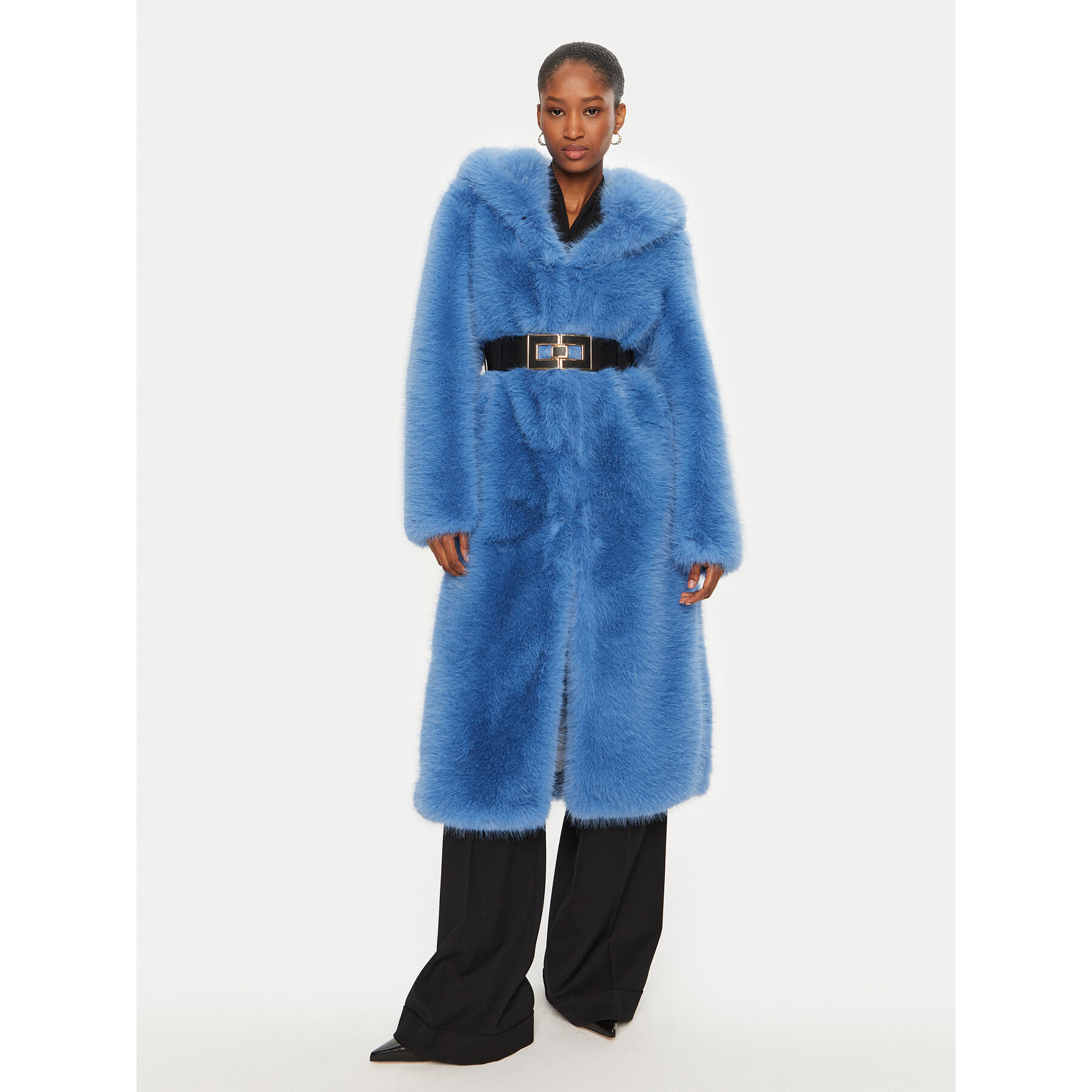 YES LONDON Pelzmantel 024 Blau Regular Fit