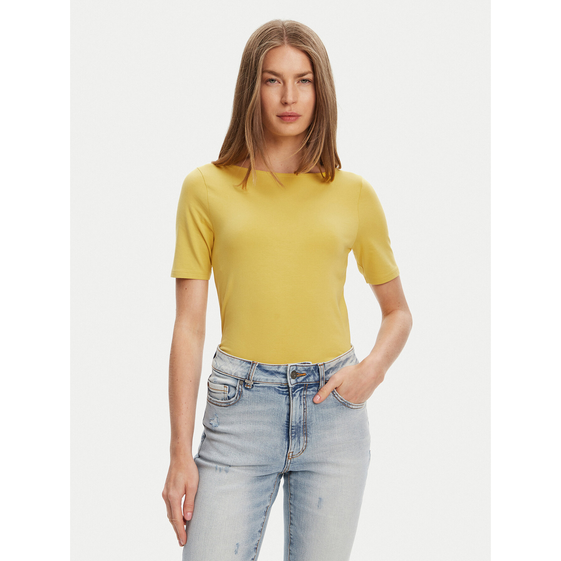 United Colors Of Benetton Póló 3FJHD109K Sárga Slim Fit