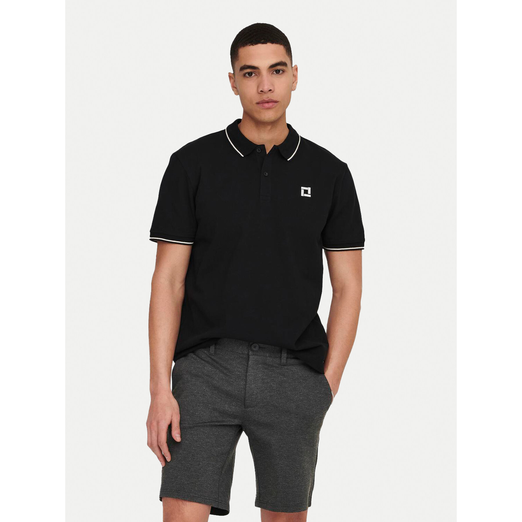 Only & Sons Only & Sons Polo Fletcher 22024827 Μαύρο Regular Fit