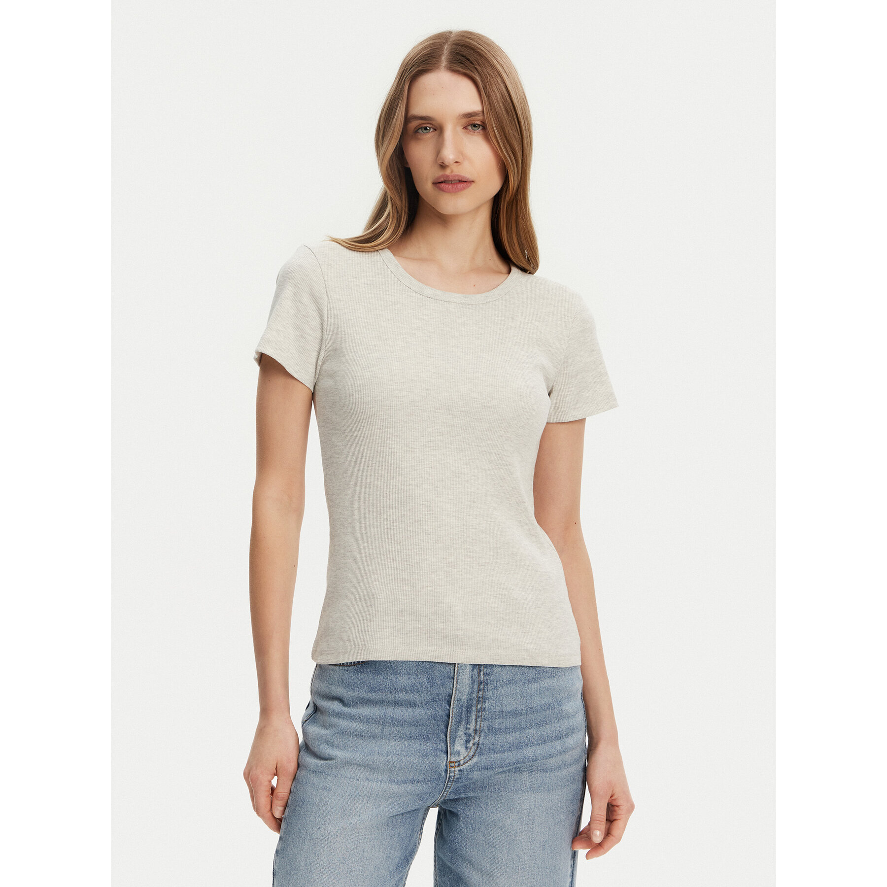 Pieces Póló May 17154483 Szürke Slim Fit