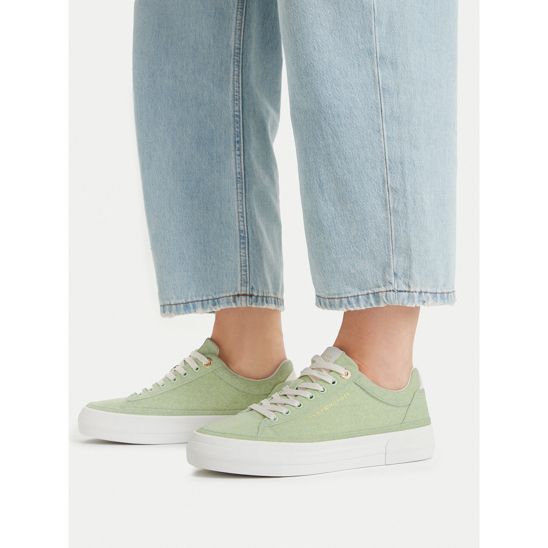 Αθλητικά Tommy Hilfiger Washed Canvas Platform Trainers FW0FW09172 Πράσινο