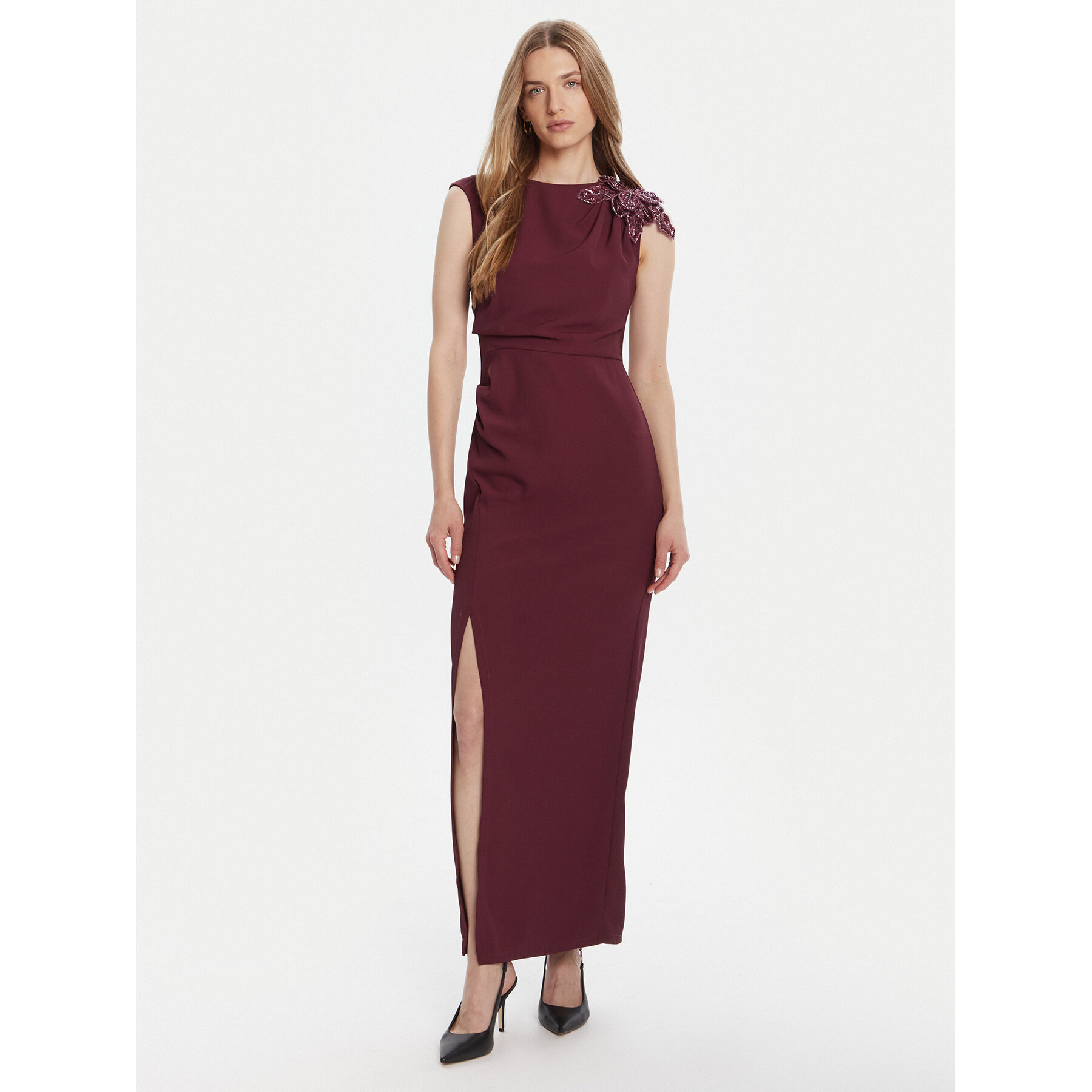 Rinascimento Abendkleid CFC0020094002 Dunkelrot Slim Fit