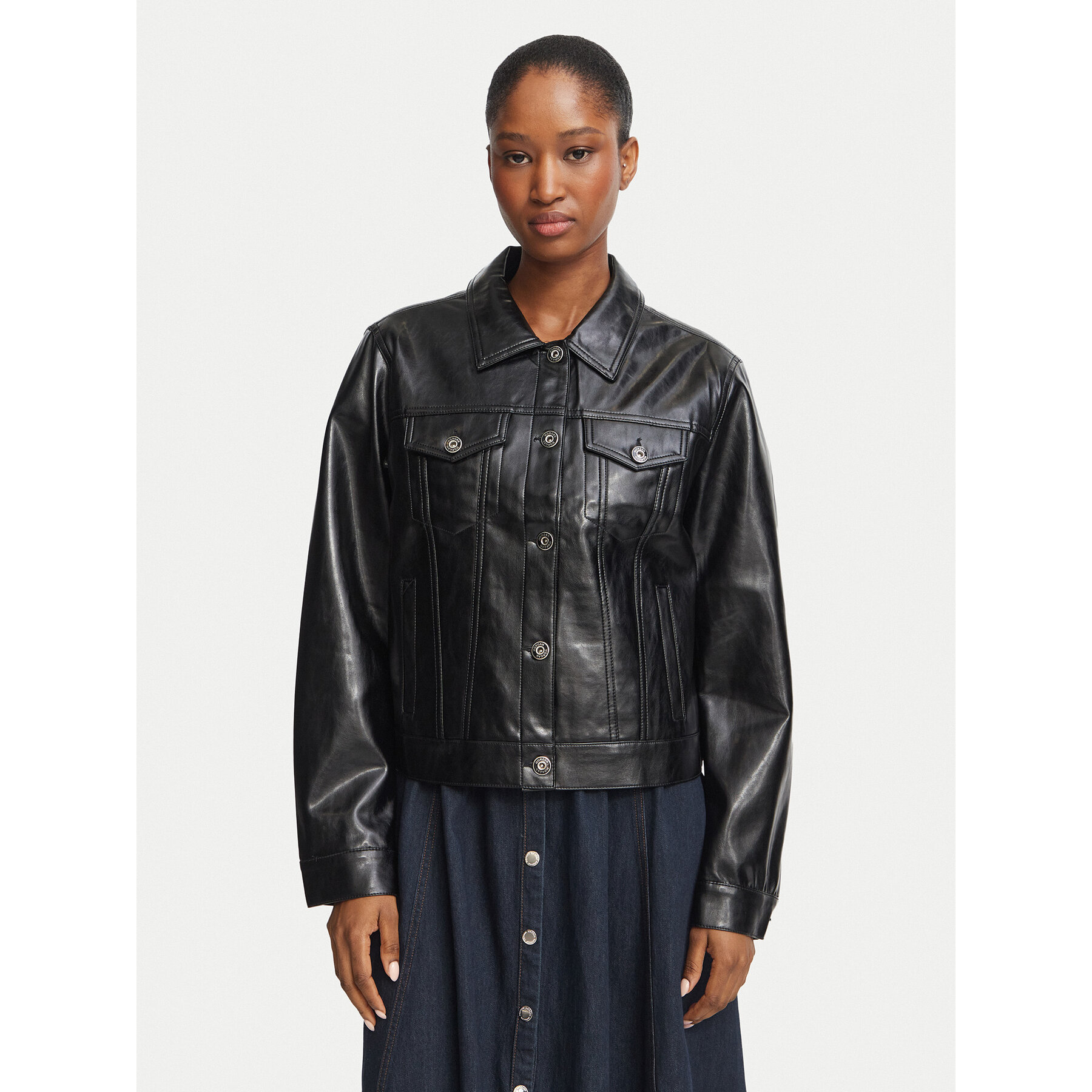 Morgan Jacke aus Kunstleder 262-GFALOU Schwarz Regular Fit