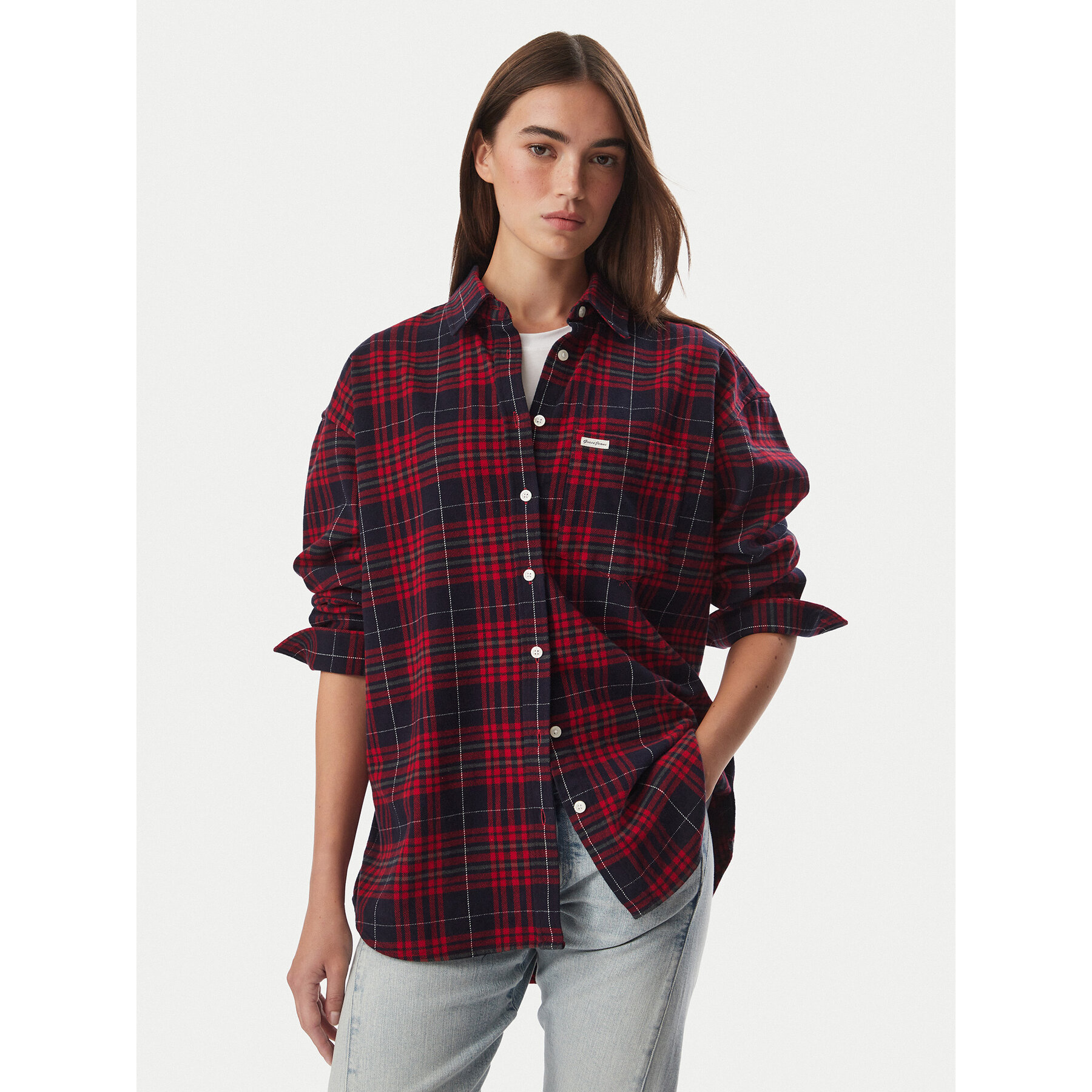 Guess Jeans Hemd W5BH40 WGMH1 Rot Regular Fit