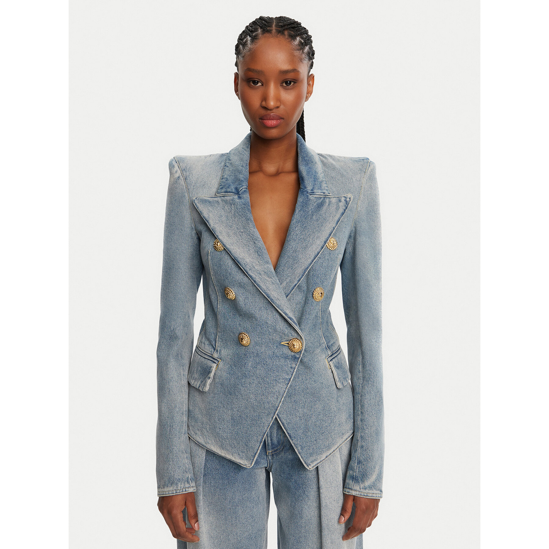 Balmain Sakko DF0SI509DF17 Blau Regular Fit