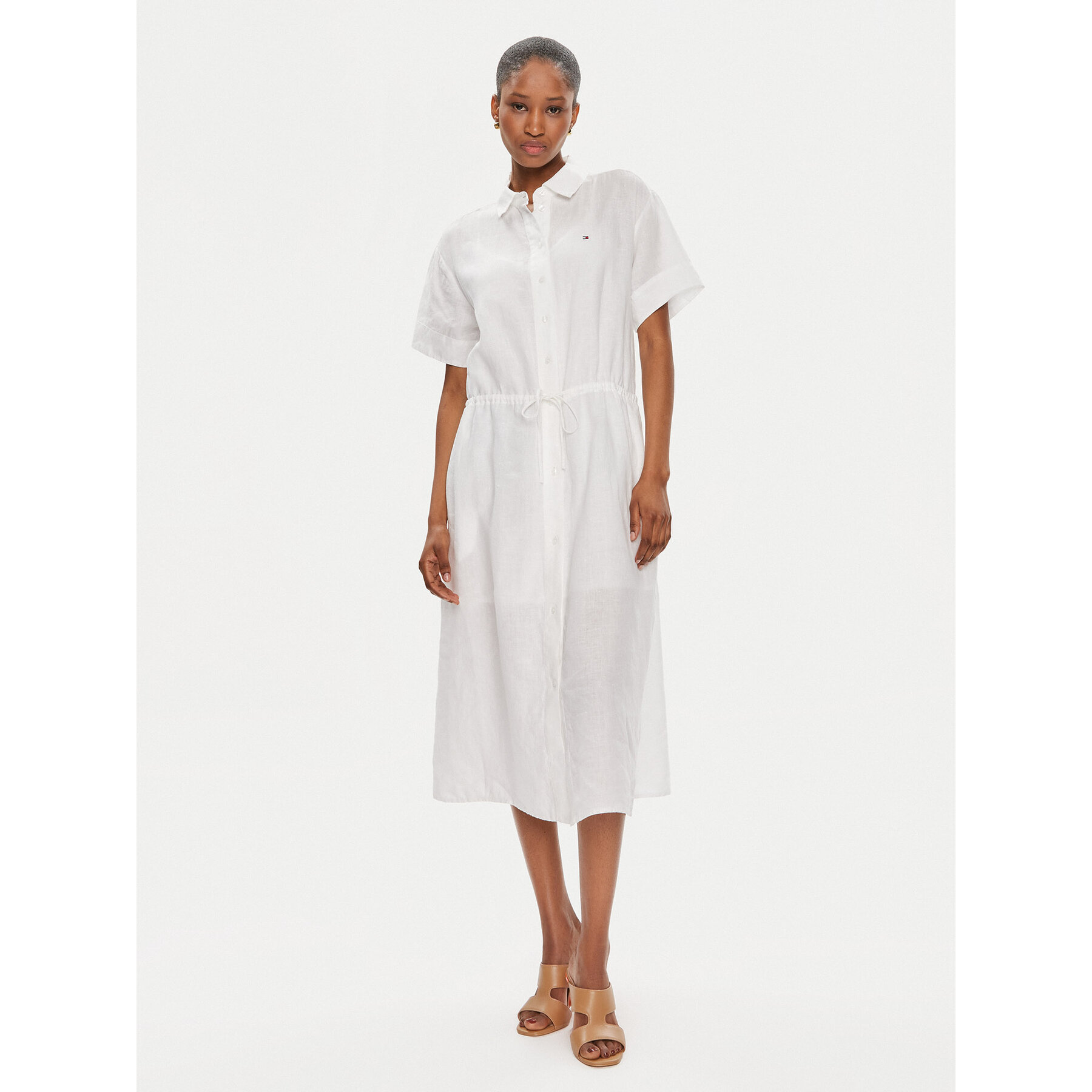 Tommy Hilfiger Hemdkleid WW0WW41911 Weiß Relaxed Fit