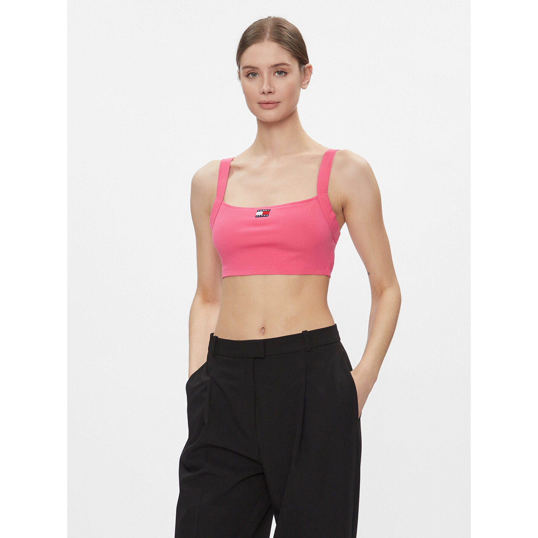 Tommy Jeans Τοπ Badge DW0DW17395 Ροζ Slim Fit