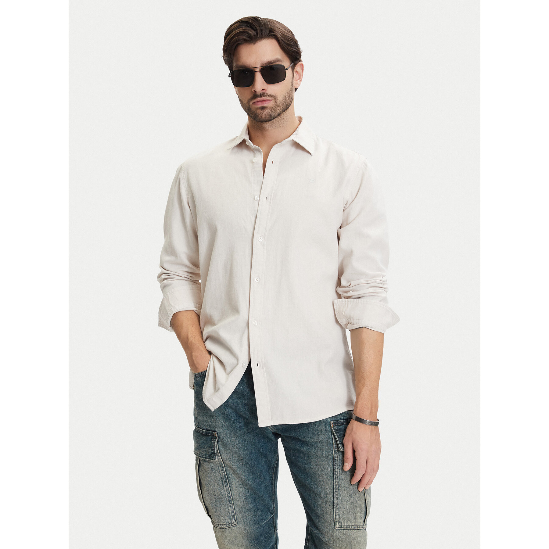G-Star Raw Košulja Clean D25196-D454 Écru Regular Fit