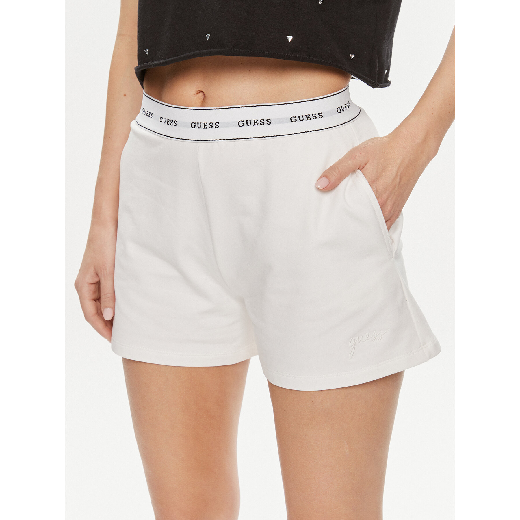Guess Guess Σορτς πιτζάμας Carrie O4GD02 KBS91 Λευκό Loose Fit