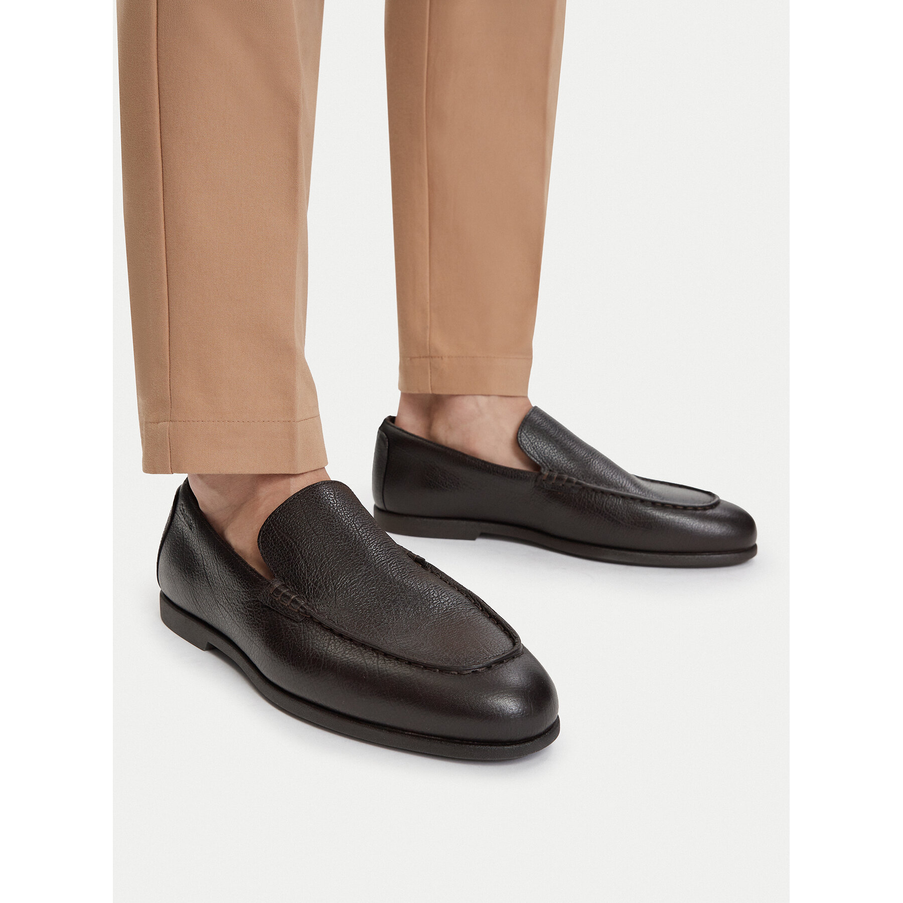 Loaferice Calvin Klein Low Prof Loafer Txt Lth HM0HM02175 Tamno smeđa